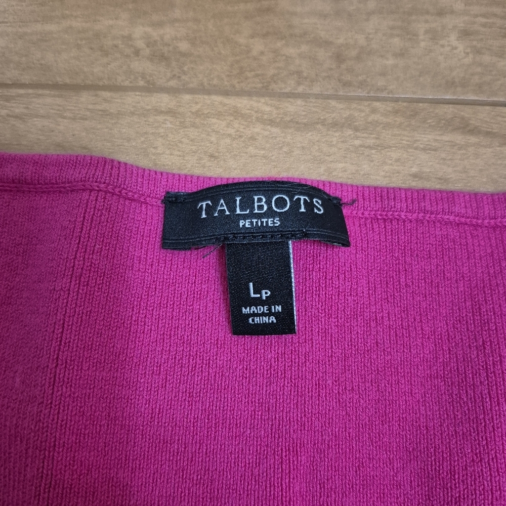 Talbots Pink Crew Neck Sweater scalloped edges large - Picture 4 of 6